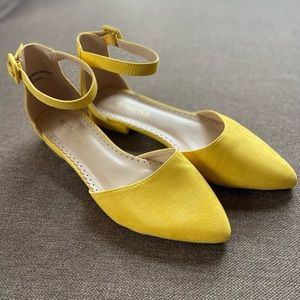 Ankle Strap Flats In Summer Yellow
